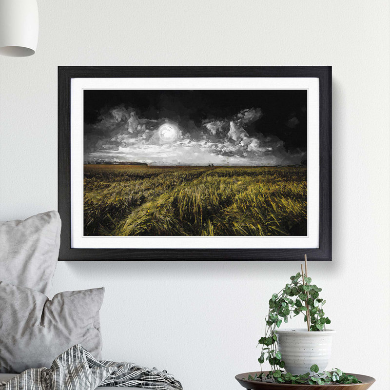 Full Moon over Germany - Picture Frame Graphic Art Print, 62cm H x 87cm W x 2cm D, Black Framed