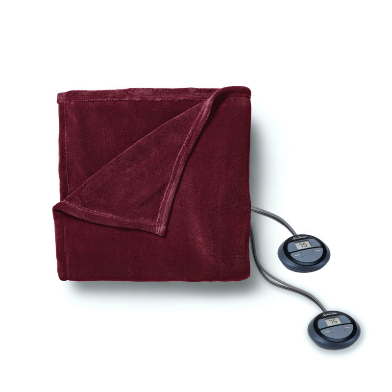 Waffle Heated Blanket, Garnet