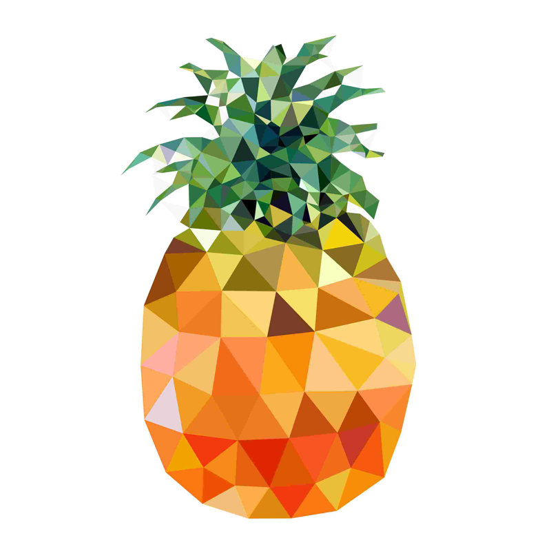 Ananas géométrique coloré - peinture sur toile tendue, H 18 po x l 12 po