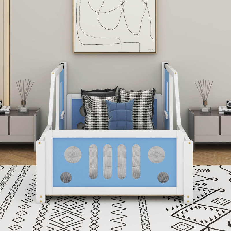 Lit plateforme simple avec roulettes Classic, Bleu