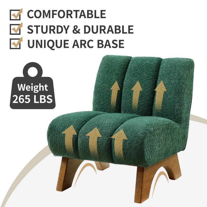 Brenetta 64Cm Wide Tufted Lounge Chair, Green Sherpa