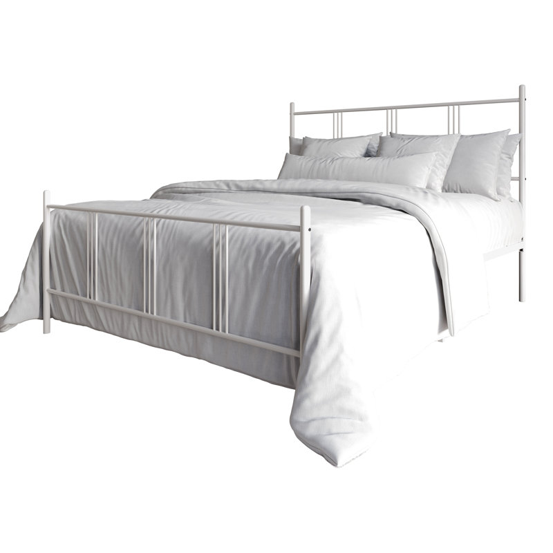 Lit plateforme en métal blanc, Twin, White
