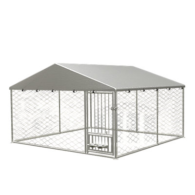 Dog Kennel Outside 10x10 FT  with Rotating Feeder Bowls