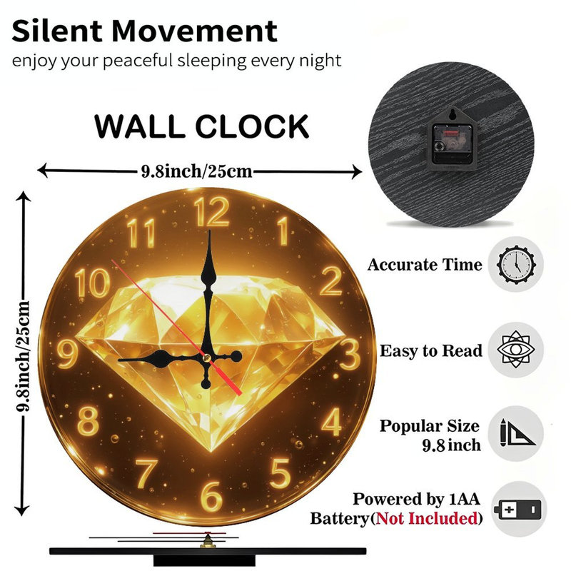 Horloge avec chiffres dorés