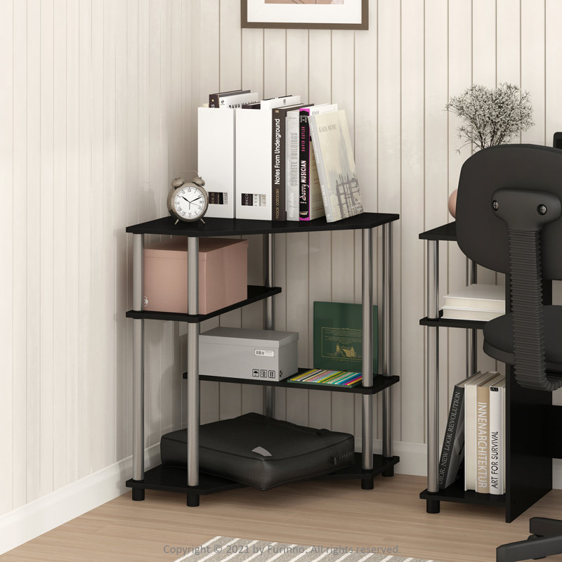 Ballou Computer Desk, Americano/Stainless Steel