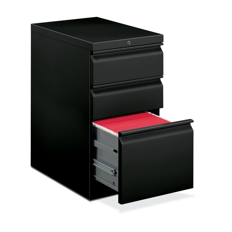 Mobile Brigade 3-Drawer Lockable Legal-Size Pedestal in Black
