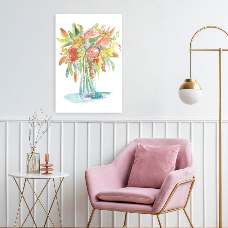 «Spring Memories», art contemporain abstrait de fleurs printanières, H 24 po x l 16 po