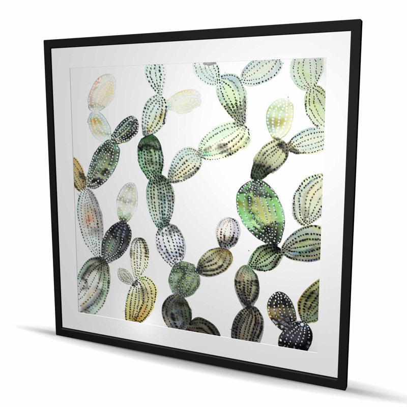 Motif de cactus Opuntia - reproduction encadrée mate pour décoration intérieure