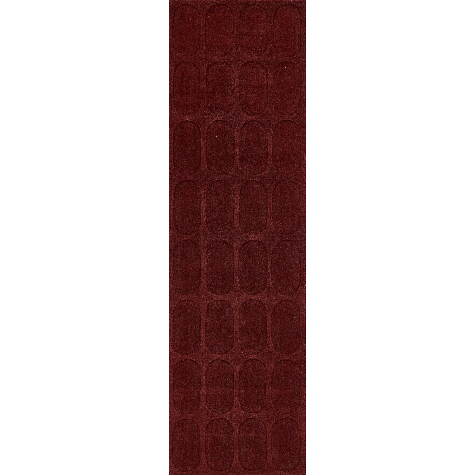  Contour Hand Loomed Wool Geometric Burgundy Area Rug, Runner 2'3" x 8'