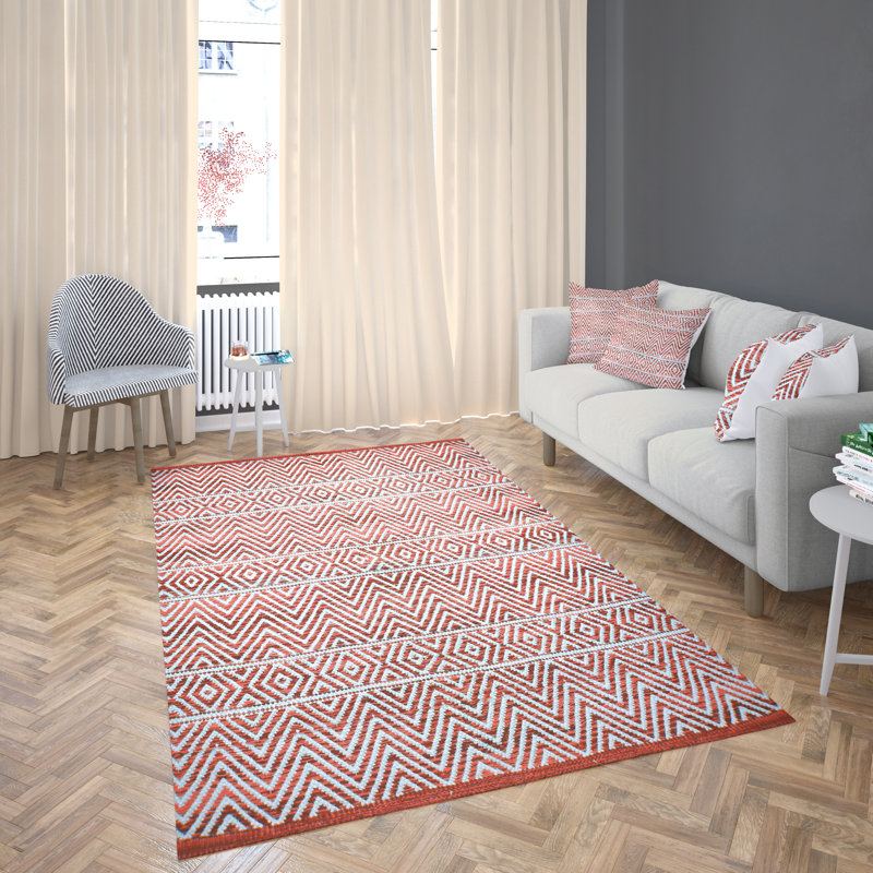 Shannock Cotton Chevron Indoor Rug, Rectangle 5' x 7'6"