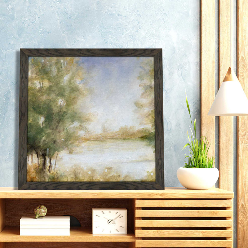 Waterway Grove par Carol Robinson - Peinture, L 25,5 po x H 25,5 po, Cadre noir