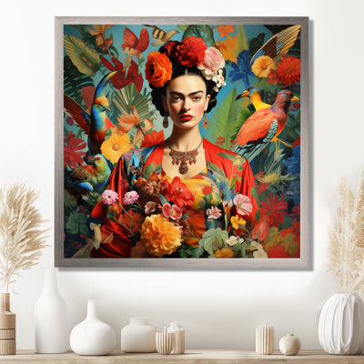 Colorful Fridas Floral Masterpiece I - Mexican Art Wall Art Colorful Floral Print