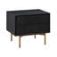 2 Drawer Nightstand In Black Brushed Oak And Bronze