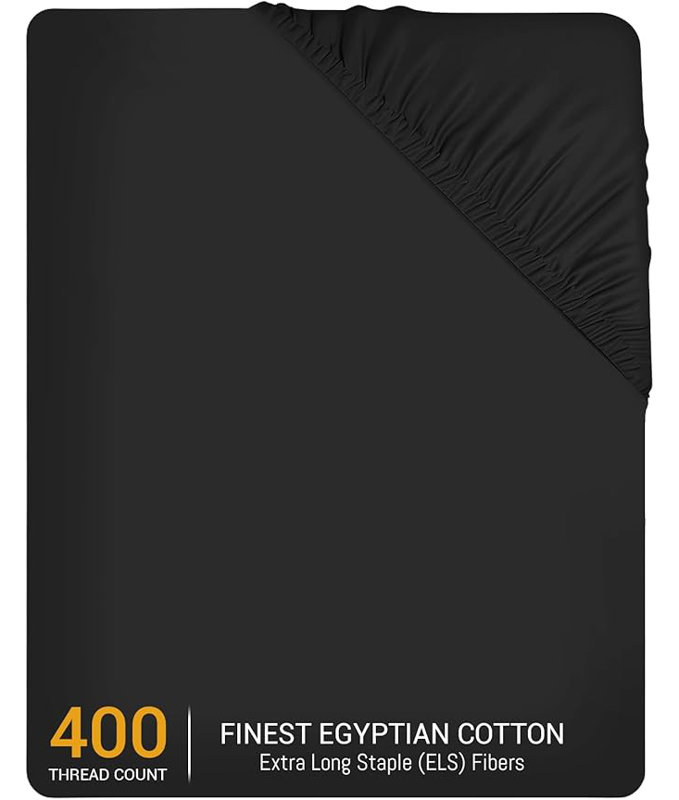 100% Egyptian Cotton Fitted Sheet – Extra Deep 35cm Pocket, Soft & Breathable Luxury Hotel Quality Bedding with Durable Elastic