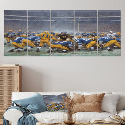 «Blue Sporting Football Game - Sport Football», art mural 5 pièces