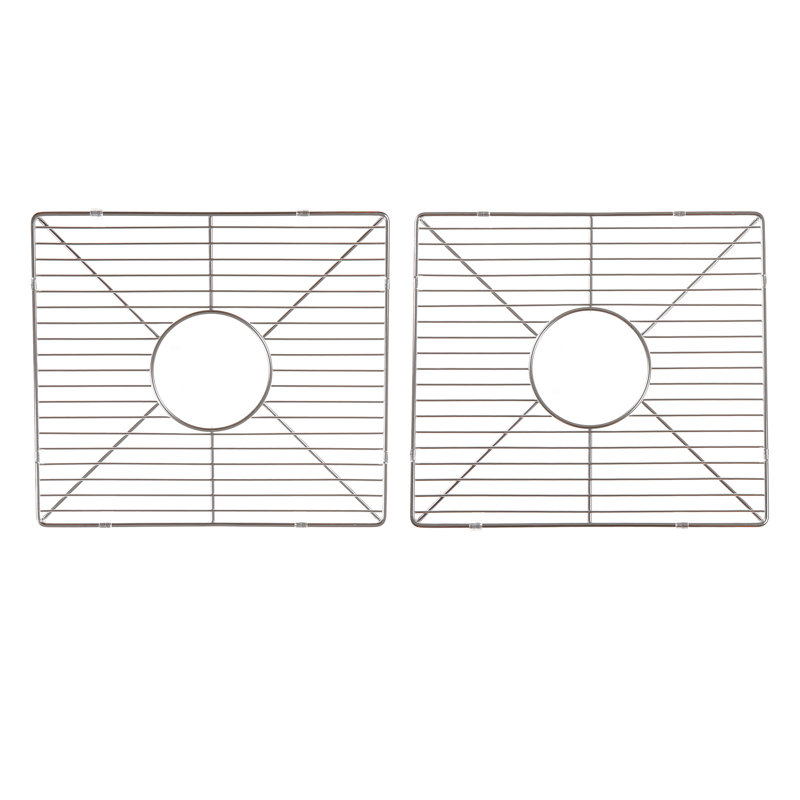 Chrome Stainless Steel Double Bowl Sink Grid Set