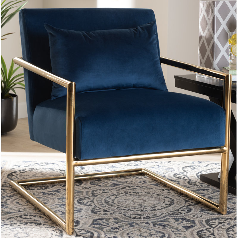 Kynzley Velvet Armchair, Navy Blue