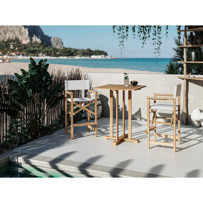 Captain 3 Piece Sunbrella Bar Height Dining Set, White