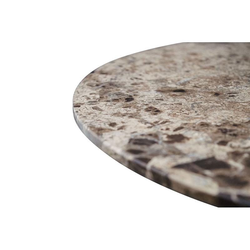 Razor Marble End Table, Ivory/Gray/Brushed Gold