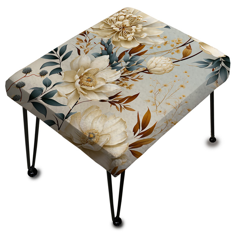 Green Green Coastal Serene Floral Harmony - Repose-pieds rectangulaire floral