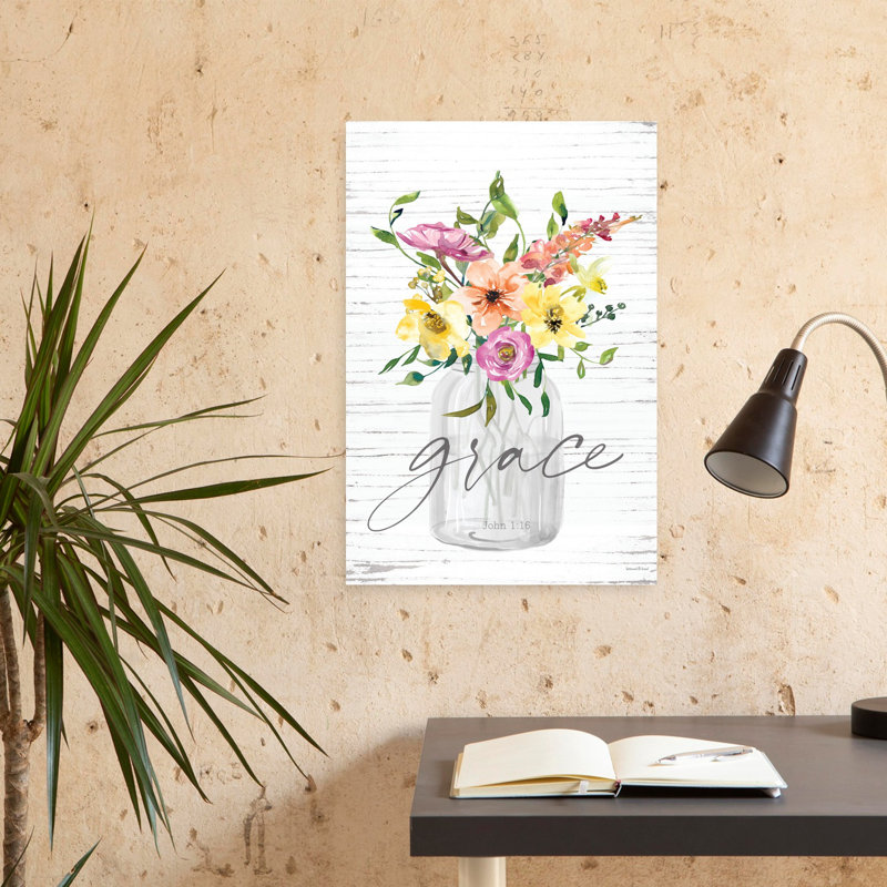 Grace Flowers, art printanier contemporain, H 24 po x l 16 po
