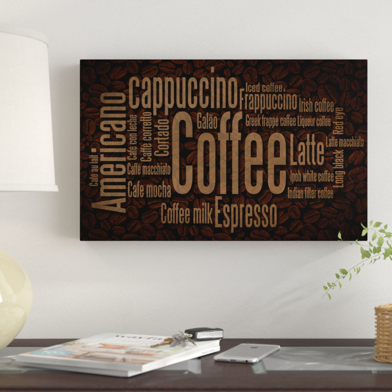 «Coffee 1» par Lantern Press, reproduction d'art textuel sur toile, H 12 po x l 19 po x P 2 po