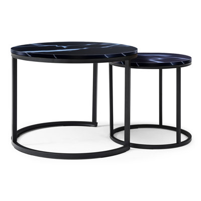 Round Coffee Table , Black Top, Marble - Frame, Living Areas 2 Piece Top Tables, Pattern, Apartment, Room, Stable And