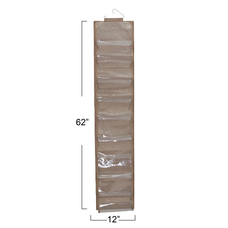 Meldoh 20-Pocket Closet Shoe File, Durable Polyester Linen and Plastic, Holds 10 Pairs of Shoes, Individual Storage, Single Hook System