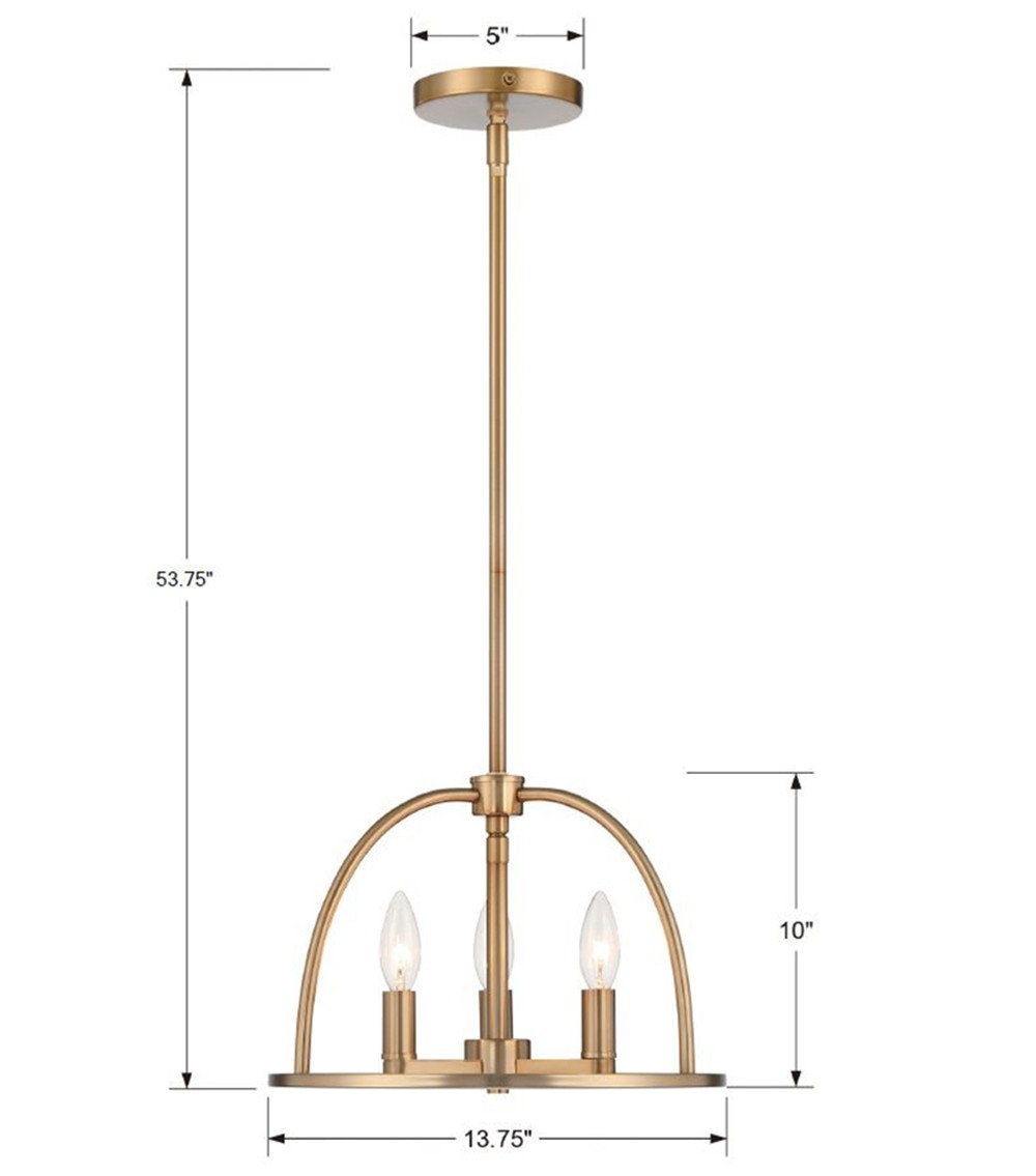 Addis 3 - Light Lantern Geometric Chandelier, Gold