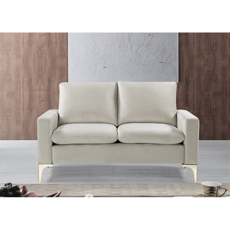 Cottleville 54.72'' Velvet Loveseat, Cream, 33"H x 54" W x 31" D