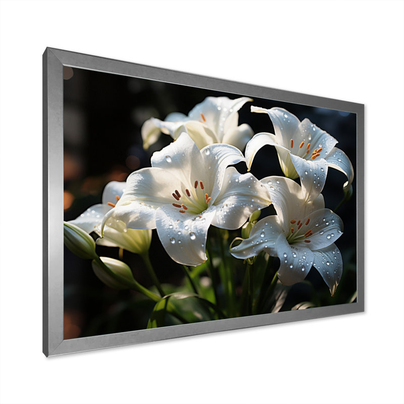Élégance II sur fond blanc, Cadre simple argenté, H 30 po x l 40 po x P 1,5 po