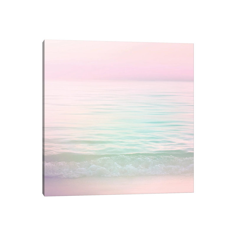 Dreamy Pastel Seascape I Pink Square - Print on Canvas, Wrapped Canvas, 30.48 cm H x 30.48 cm W