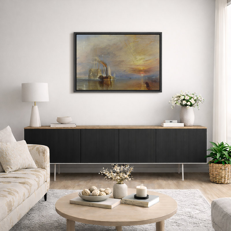 Bateau à vapeur au coucher du soleil, art de paysage marin, images de salon, impression sur toile encadrée, impression numérique.