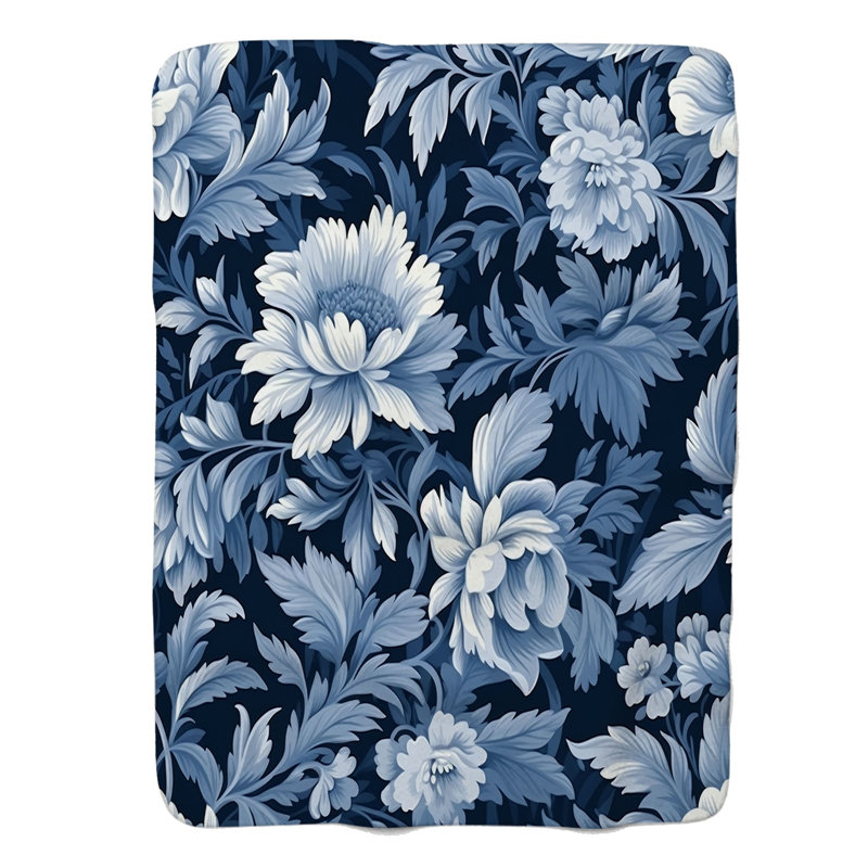 Floral Grids - jeté en sherpa de qualité supérieure 1 pièce, Grand lit