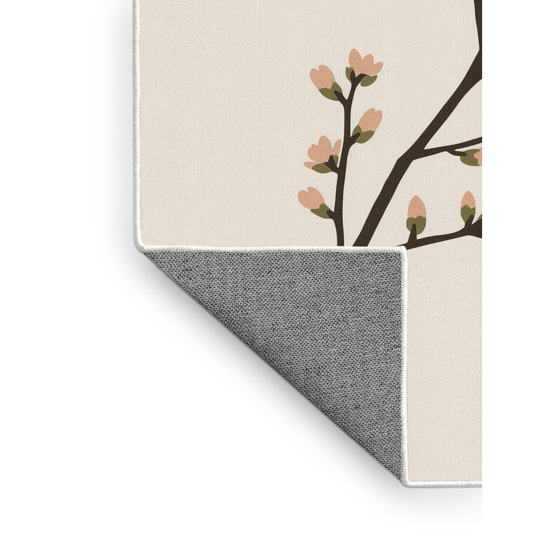 Machine Washable Laverock Easter Modern & Contemporary Abstract Rug in Beige – White Binding, 6x9