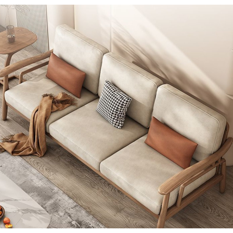 Modern Simple Solid Wood Sofa, 35.43" H x 81.88" W x 35.03" D, 3