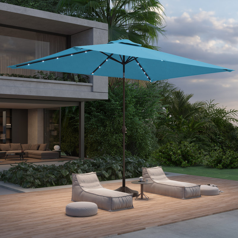 Parasol de marché rectangulaire 120 po x 78 po Dorelien, Bleu lac