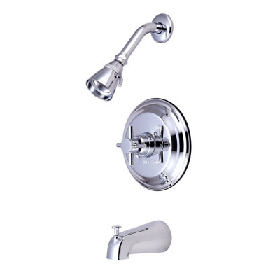 Tampa Thermostatic Tub and Shower Faucet Trim with Concord Cross Handles