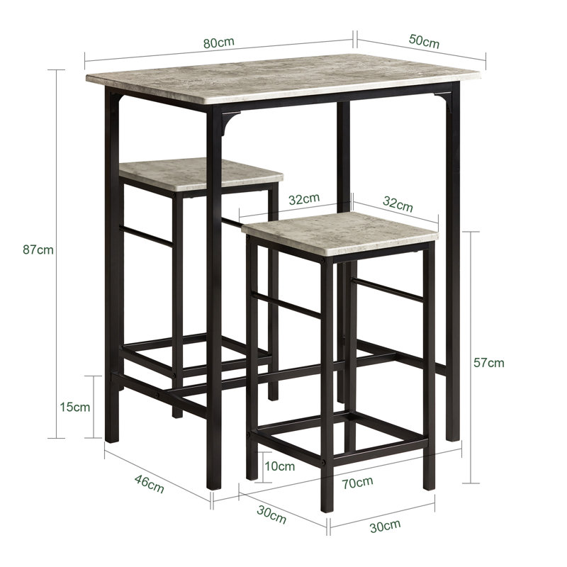 3 Pcs Dining Set, Dining Table With 2 Stools, Home Kitchen Breakfast Table, Bar Table Set, Bar Table With 2 Stools, Kitchen Counter With Bar Chairs