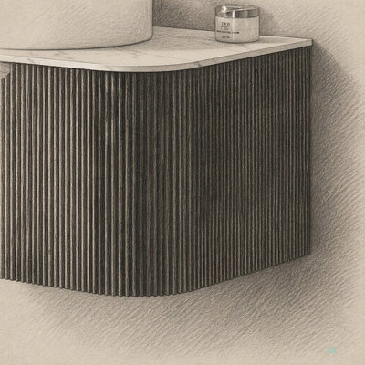 Meuble mural de 36 po (91 cm) avec comptoir et tiroir en marbre artificiel, sans lavabo ni robinetterie.