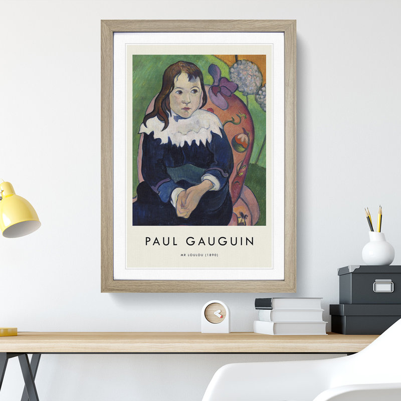 Portrait of a Child Print by Paul Gauguin - Picture Frame Painting, 48cm H x 36cm W x 2cm D, Oak Framed