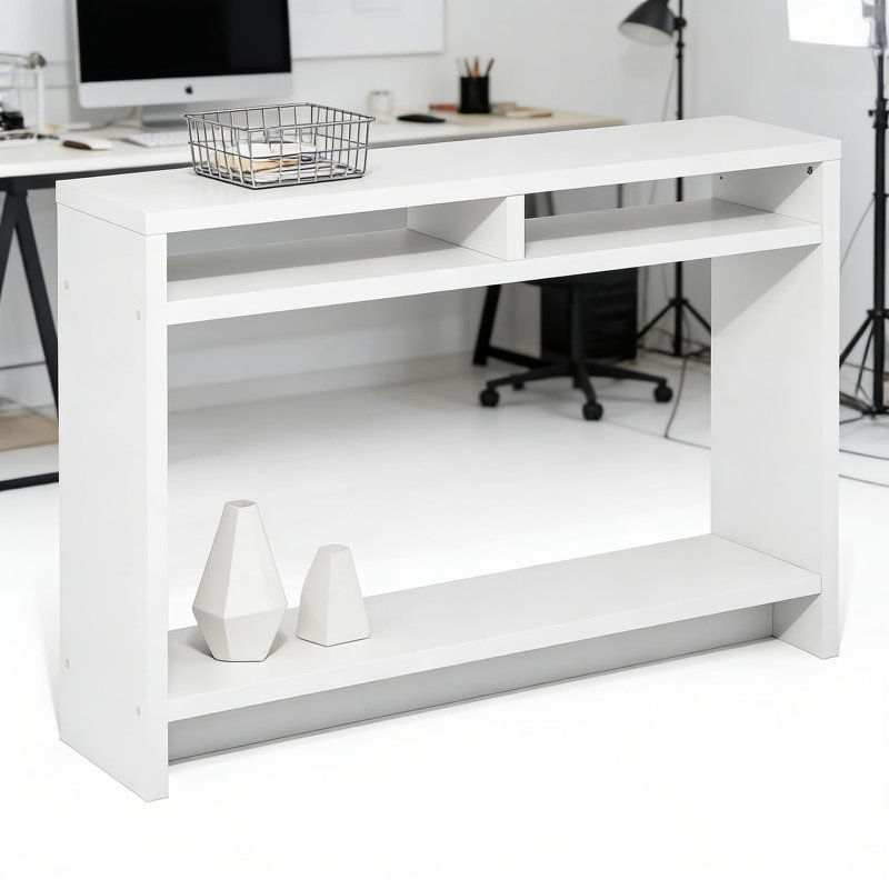 Console étroite à 3 niveaux avec structure très épaisse, canapé de 47,2 pouces pour le vestibule, le salon et le bureau personnel, tablette de rangement ouverte