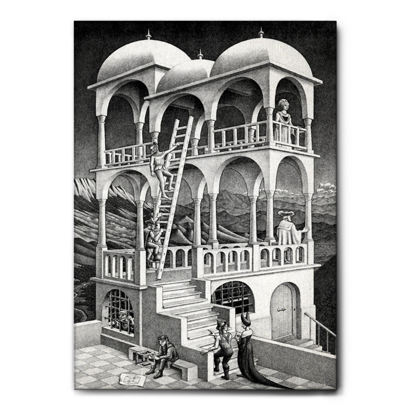 Belvedere by M.C. Escher - 1 Piece Wall Art on Canvas, 100cm H x 140cm W