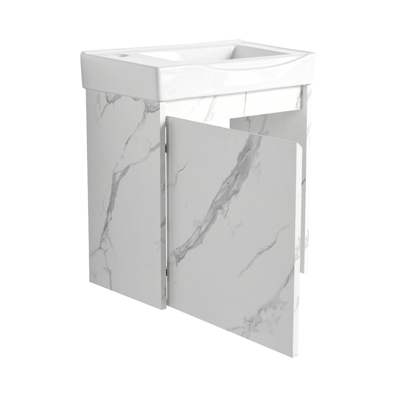20" Wall-Mounted Bathroom Vanity with Ceramic Sink