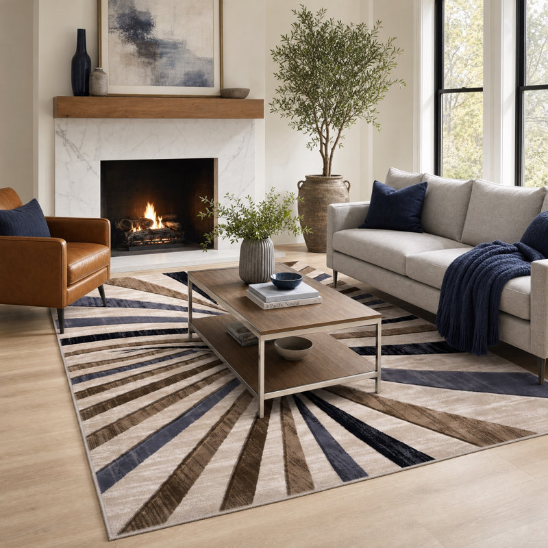 Alva Collection Geometric Modern & Contemporary Area Rug, 8'1 X 10'5