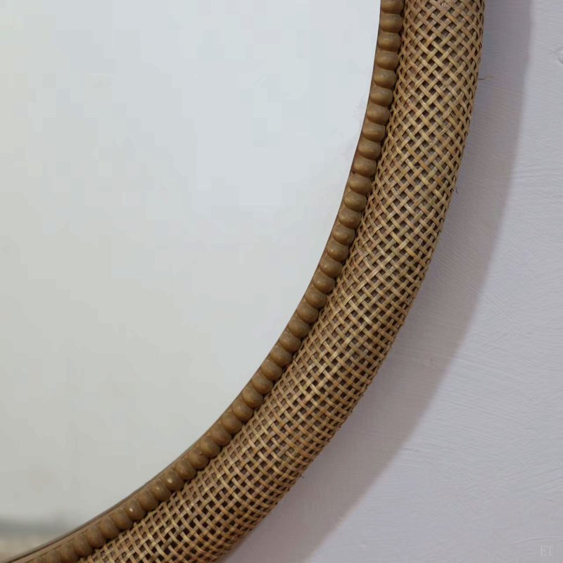 Miroir rond en rotin 31,9 po