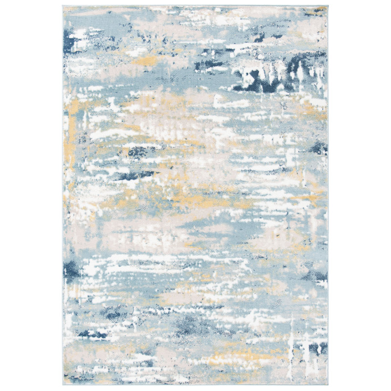 Agastya Teal/Gold Area Rug, Rectangle 4'5" x 6'5"