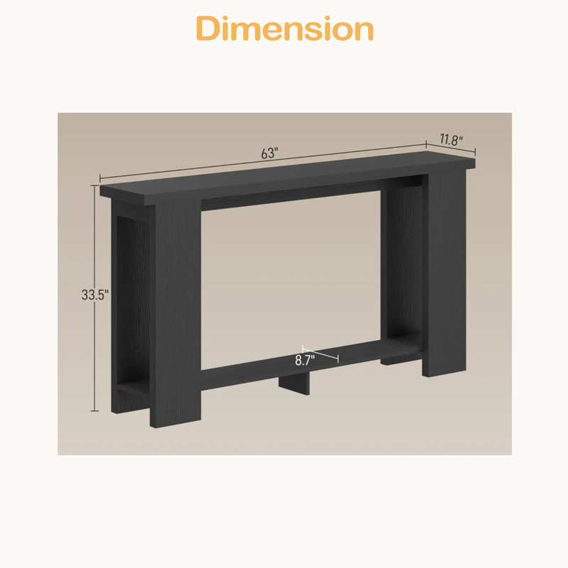 Table de canapé moderne, table d'entrée étroite, console moderne, Noir