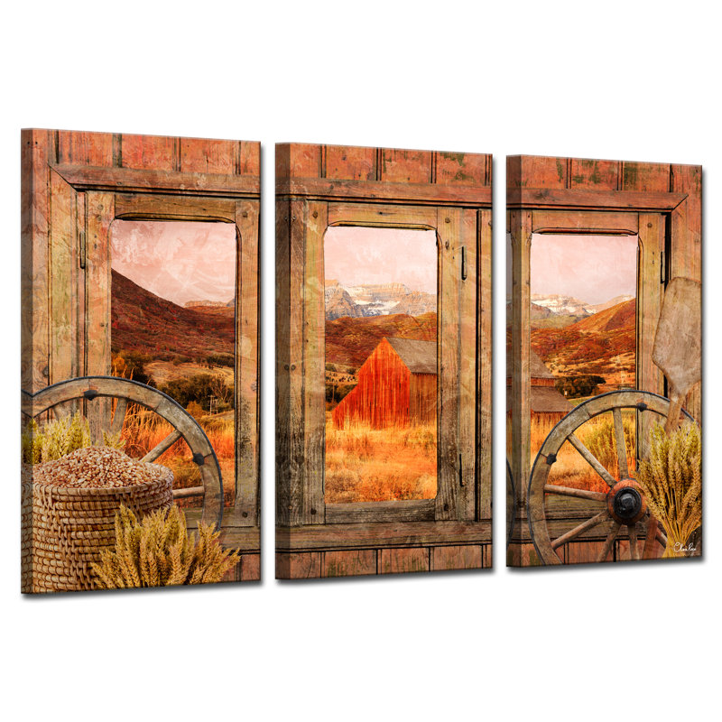 « campagne »-3 pièces, impression sur toile tendue, H 40 po x l 60 po x p 2 po