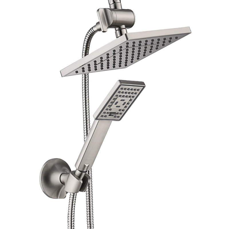 Pomme de douche à pluie double 1,75 GPM GPM, Nickel